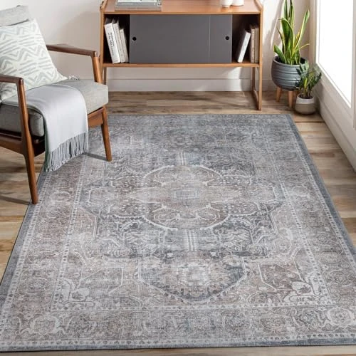 Adiva Rugs Machine Washable 6x9 Area Rug with Non Slip Backing (VIZON, 6' x 9') New