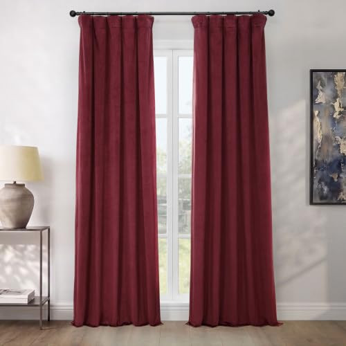 B072VMXSSJ Plush Velvet Curtains Living Room 1 Panel 50W x 96L - Dark Merlot New