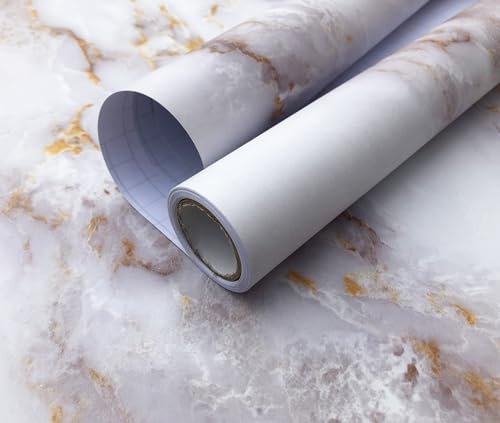 AVISK Marble Contact Paper White/Gray Thickened Marble Matte Wallpaper New