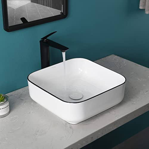 Davivy 15'' Square Vessel Sink, Bathroom Sinks Above Counter, B0B1P6G8SK New