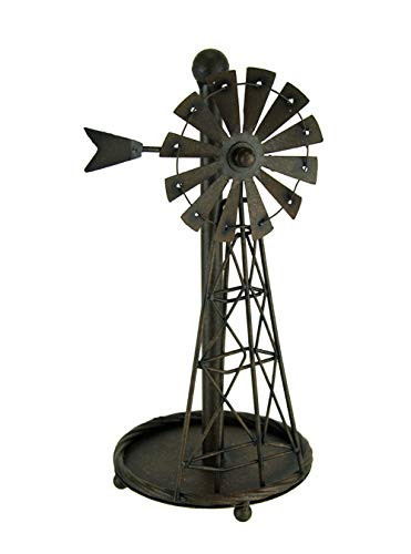 Deleon Windmill Paper Towel Holder, Rustic Bronze Metal Finish New
