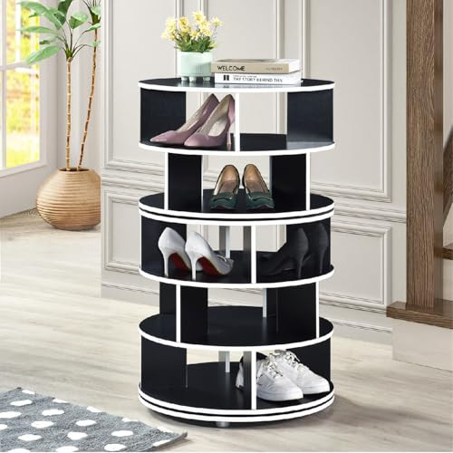 Kings Brand Furniture Cassidy Revolving Shoe Rack (Chocolate, 4-Tier) New