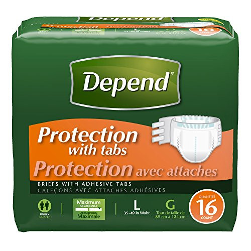 Depend Protection with Tabs Maximum Absorbency Large 16 Count Pack of 3 New