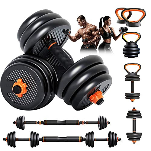 Dripex Adjustable Dumbbell Set 4 in 1 Barbell/Kettlebell/Push up 15KG Home Gym New