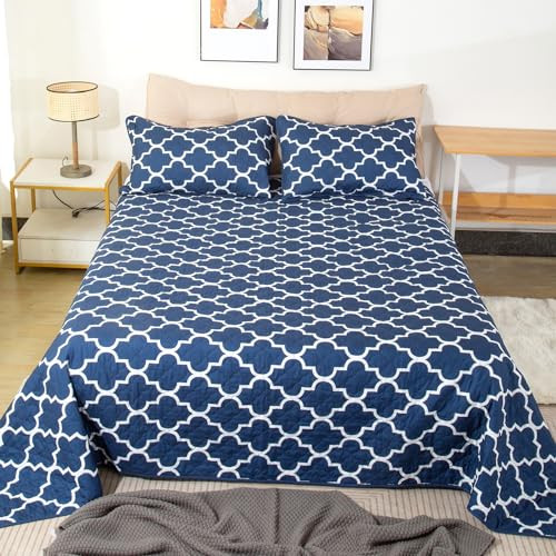 LINNUO HOURSE Home Blue King Size Quilt Sets 5 Pieces H61A-B0CJRGGLPL - Blue New