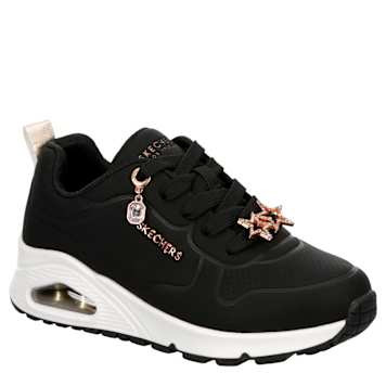 SKETCHERS GIRLS LITTLE-BIG KID UNO SNEAKER - SIZE: YOUTH 13.5 - BLACK