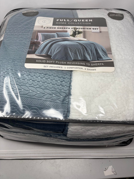 ARTISTIC LINEN COMPASS HOME REVERSIBLE COMFORTER FULL/QUEEN - CABLESTONE BLUE New