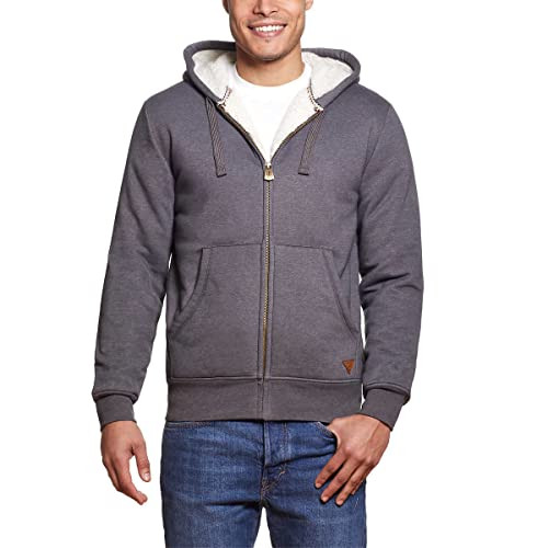 Weatherproof Vintage Men's Fleece Lined Zip Up Hoodie (Gray, Medium) New