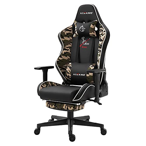 XCGAME Gaming Chair Video Ergonomic Easy Lift Backrest Lumbar Support Camouflage New