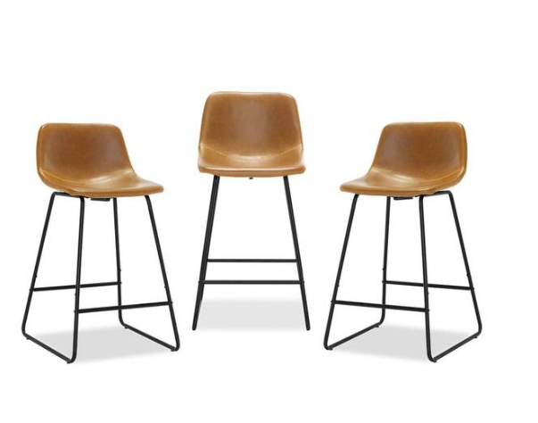 LUE BONA 24 IN.H COUNTER HEIGHT BAR STOOLS (SET OF 3) - WHISKY BROWN