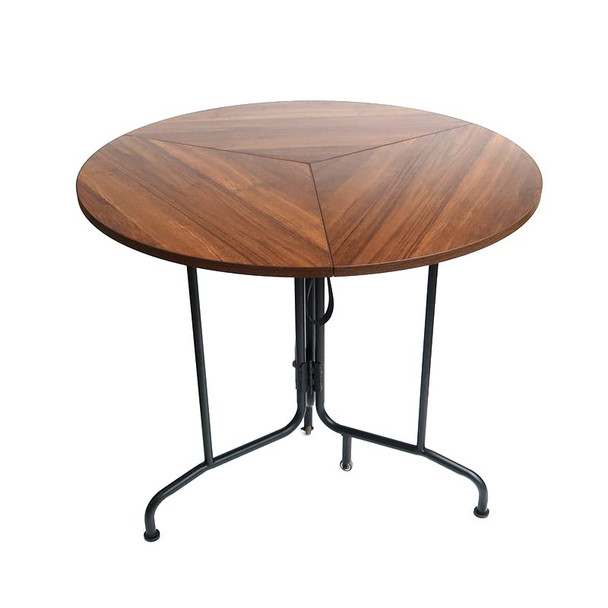 BiggerFire 35.4" MDF Round Folding Dining Table W/ Wheel B09YNP9LGW - Black New