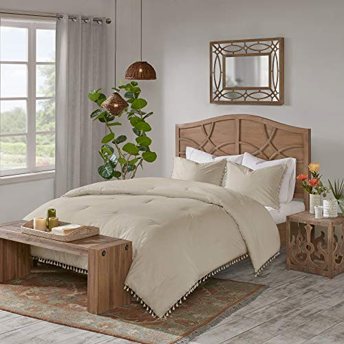 Madison Park Cozy Cotton Comforter Set Leona 3 Piece Taupe King/Cal King New