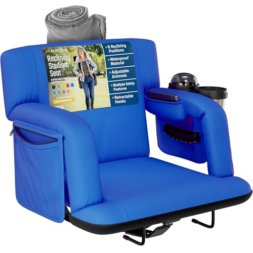 ALPCOUR RECLINING STADIUM SEATS FOR BLEACHERS WITH BACK SUPPORT 21" WIDE - BLUE