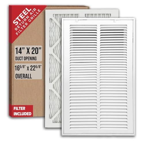 Fits 14x20 Duct Opening, Filter Included Steel Return Air Open HNDRAFG1WH14X20 New