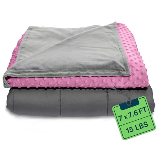Quility Weighted Blanket for Adults 15LB King Size Heavy Blanket - 86"x92", Pink New