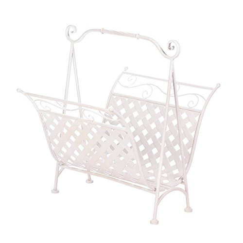 White Basket Weave Magazine Rack B01I9FZK52 New