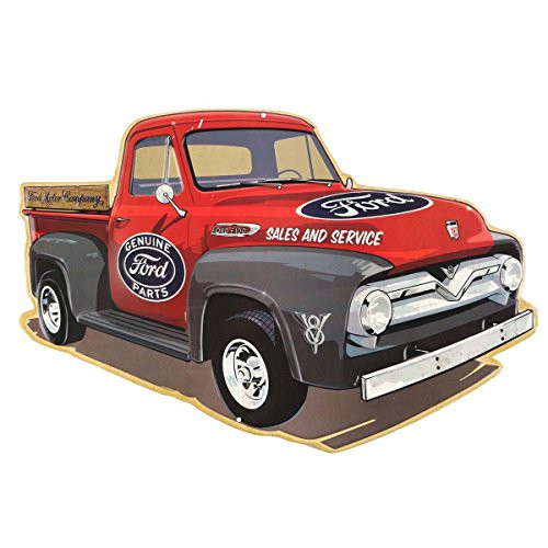 Ford Red Vintage Pick Up Truck Embossed Metal Wall Art Sign Classic Ford Truck New