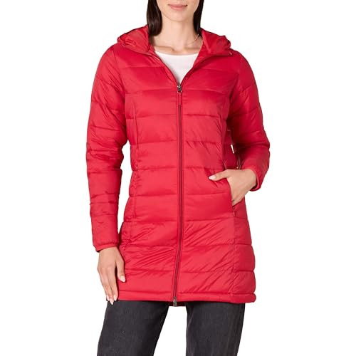 Amazon Essentials Women's Lightweight Water-Resistant Hooded Puffer Coat Red M New