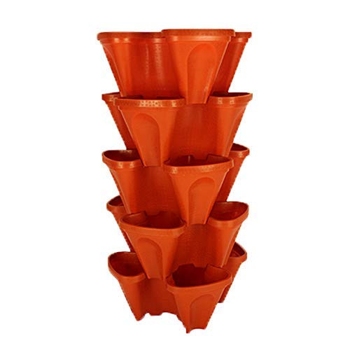 Mr. Stacky 18" Large Stackable Planters Terra-Cotta Out Door Garden Vertical New