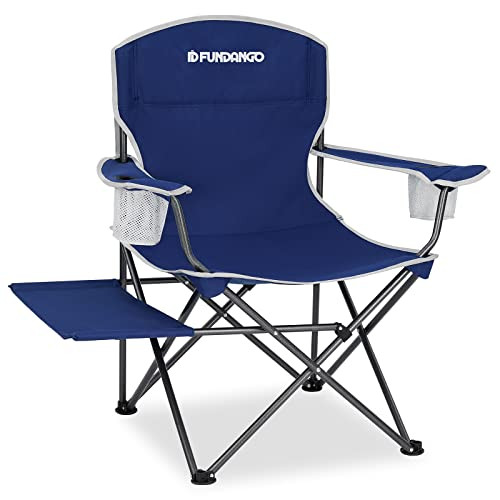 FUNDANGO Folding Padded Camping Arm Chair Portable Camping Chair - Blue Grey New