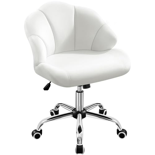 Yaheetech Ergonomic Velvet Chair without Armrest Capacity 136 kg - White New