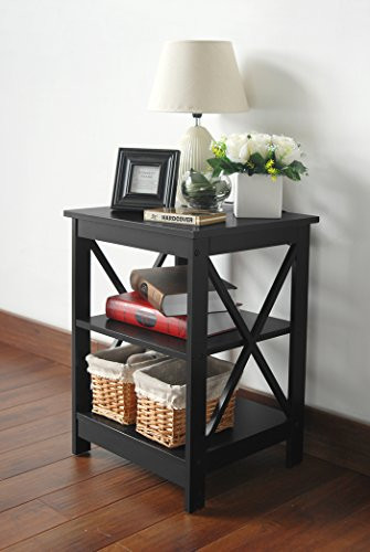 RAAMZO Black Finish Wooden X-Design Chair Side End Table B01BCXK3CS New
