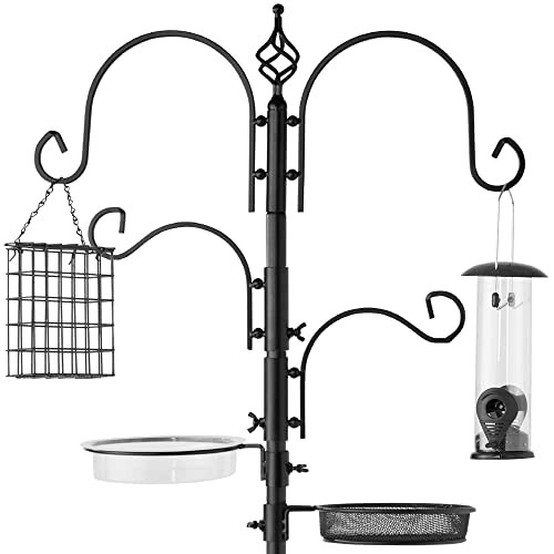 Best Choice Products 91" 4-Hook Bird Feeding Station Steel Multi-Feeder Kit New