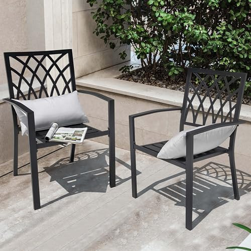 NUU GARDEN Patio Outdoor Dining Chairs Set 2 NUU1100-2 - Black New