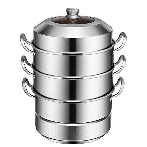 VIVOHOME 3-Tier 14.2 Inch 1mm 13Qt 304 Stainless Steel Steamer Pot B08Q7V6ZCX New