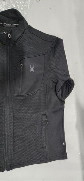 SPYDER FLEECE ZIPPER JACKET, FROCKET, COLLARED COAT - SIZE: MEN L - BLACK New