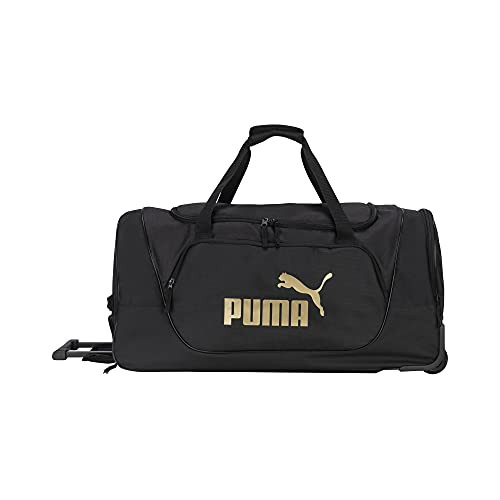 PUMA Evercat 28" Wanderer Rolling Duffel Bag, Black/Gold, OS New
