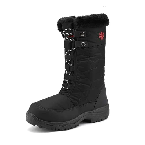DREAM PAIRS Goose Black Faux Fur Knee High Winter Snow Boots Size 12 M