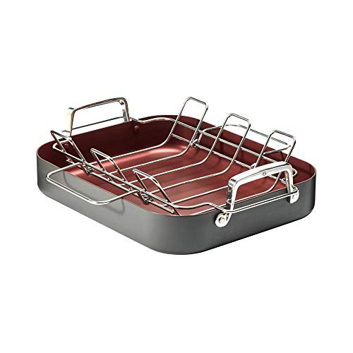 Paderno Classic Hard Anodized Roaster with Rack 16x13" Non-Stick B07Z5GJMXL New