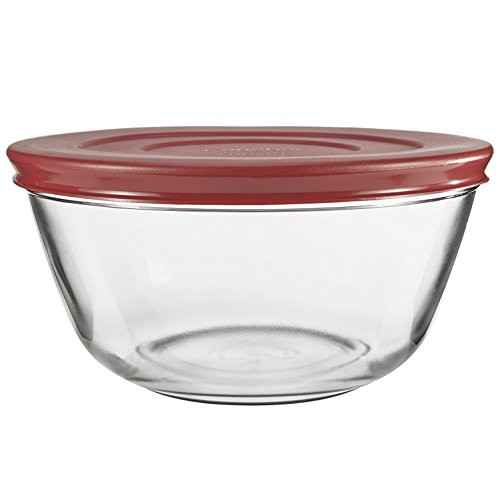 Anchor Hocking 91858 Glass Mixing Bowls with Lids Cherry 4 Quart Set of 2 -New New