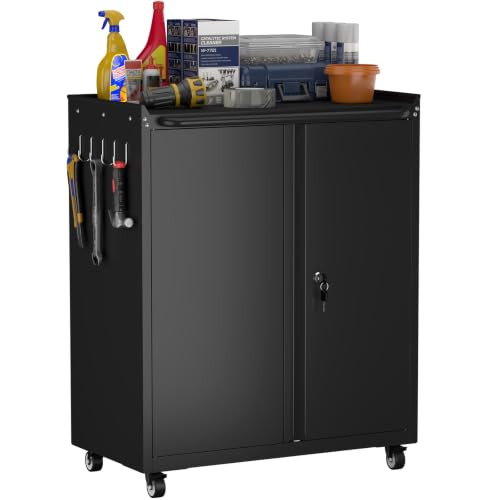 GREATMEET 32" H Lockable Storage Cabinet, Small Locking Cabinet with Doors New