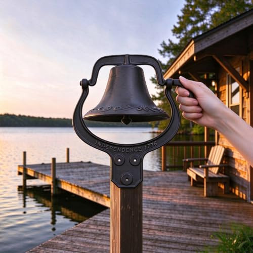 MYOYAY 14'' Large Heavy Cast Iron Dinner Bell Manually Shaking Hanging Bell New