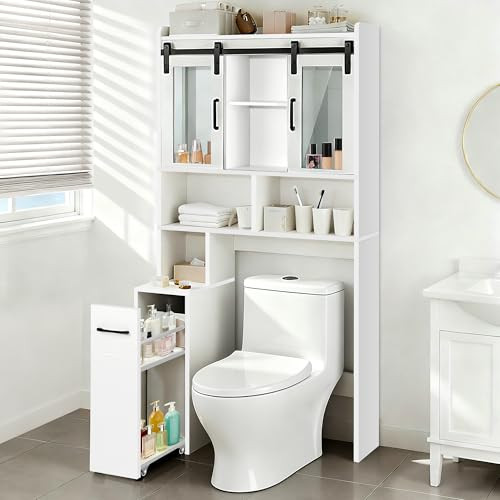Over The Toilet Storage Cabinet Extendable Rolling Drawer-Style B0FT85JHSS