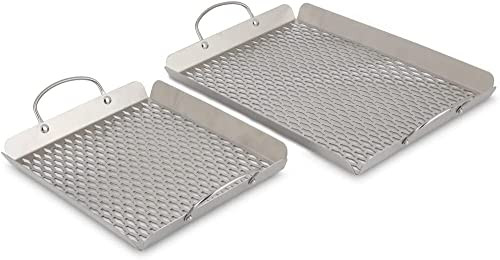 BEST VALUE,2 Pack, Stainless Steel Grill Topper Tray BBQ Boxed B0C37LT27K -NEW New