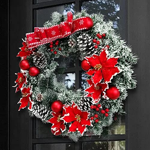 Christmas Wreaths for Front Door Cordless 24 Inch Green Christmas Wreath Lights New