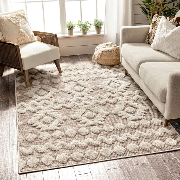 Chiara Tribal Moroccan High-Low Flat-Weave Rug Size: 5X7 Ft New