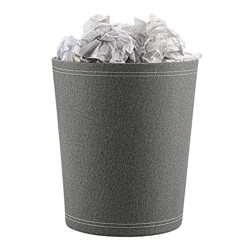 JUXYES Round PU Leather Trash Can Small Wastebasket 2.6 Gallon, B0BGPDWLPJ New
