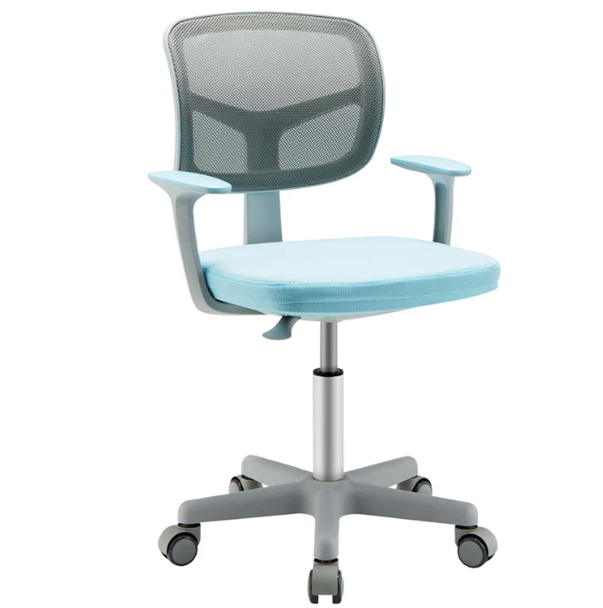 COSTZON KIDS ADJUSTABLE HEIGHT CHILDREN STUDY CHAIR W/AUTO BRAKE CASTERS BLUE