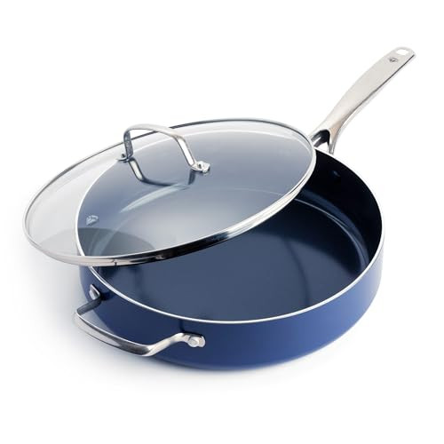 Blue Diamond 5QT PFAS-Free Ceramic Nonstick Sauté Pan with Lid, B07CZM83V8 New