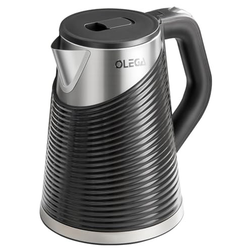 OLEGA ELECTRIC KETTLE - 1500W ELECTRIC TEA KETTLE 1.8L STAINLESS STEEL - BLACK