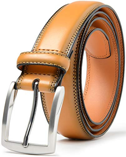 CF CARLO FELLINI MEN BELT - DRESS BELT MADE COWHIDE LEATHER - SIZE 38/40 - TAN New