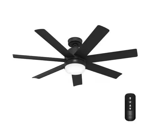 HUNTER BRAZOS 52 IN. 7 BLADE ENERGY STAR CEILING FAN LED LIGHT KIT - MATTE BLACK
