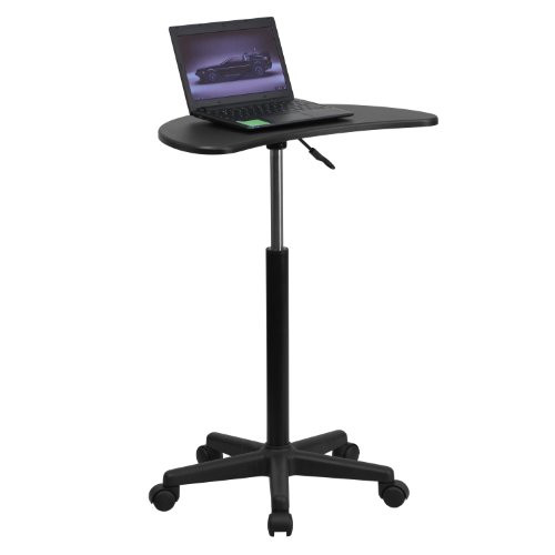 Flash Furniture Mobile Sit-To-Stand Laptop Desk, Black New