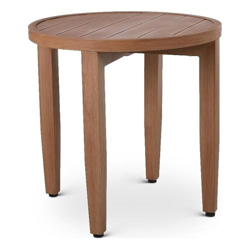 MERIDIAN FURNITURE MAUI ALUMINUM OUTDOOR PATIO END TABLE 363-E TEAK - Natural