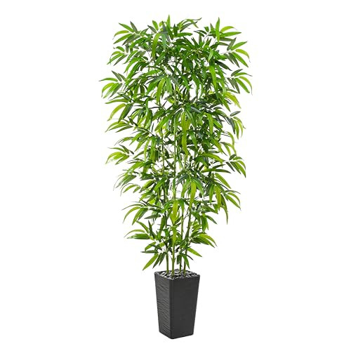 Artificial Bamboo Plants 6FT, Faux Tree Indoor with Black Tall Planter New