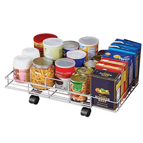 Collections Etc Flat Rolling Floor Shelf Metal Storage Cart Expandable 24" W New